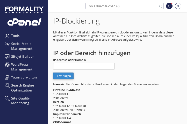 IP-Blockierung im cPanel