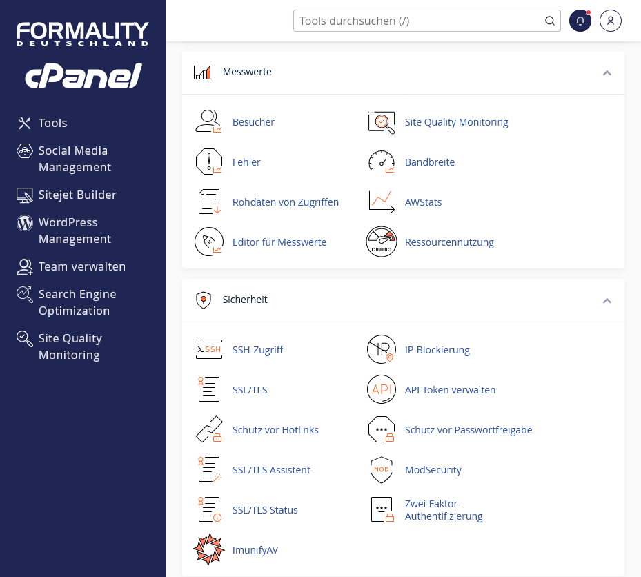 Scrollen Sie zum Bereich Sicherheit und klicken Sie auf das Icon IP-Blockierung.