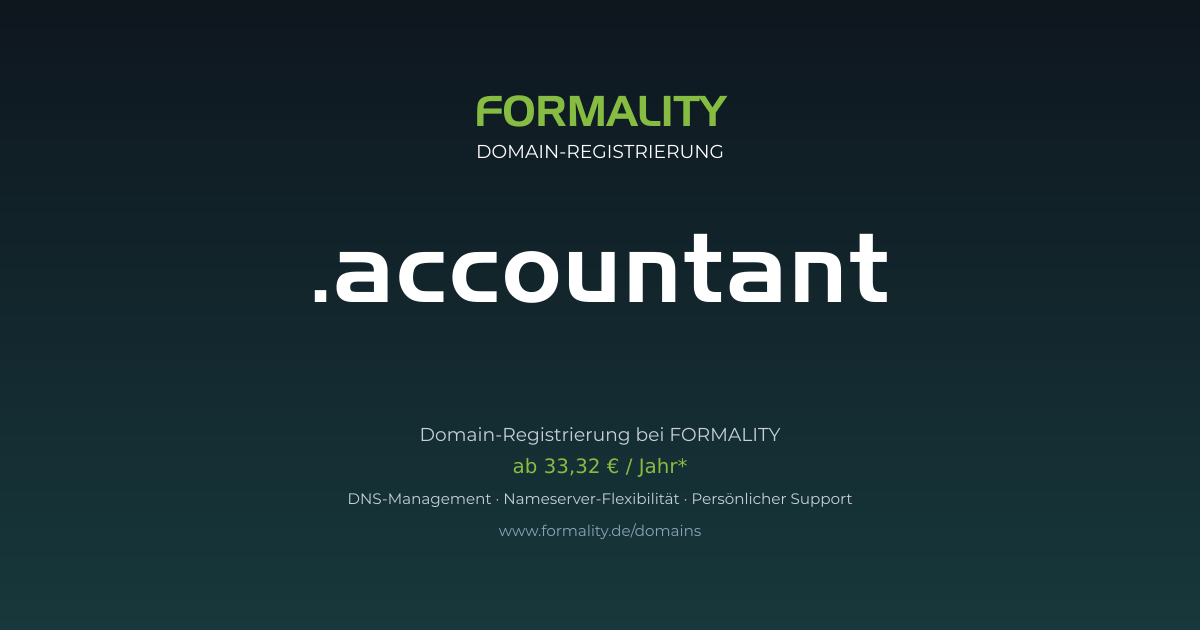 .accountant-Domain ab 33,32 € pro Jahr registrieren