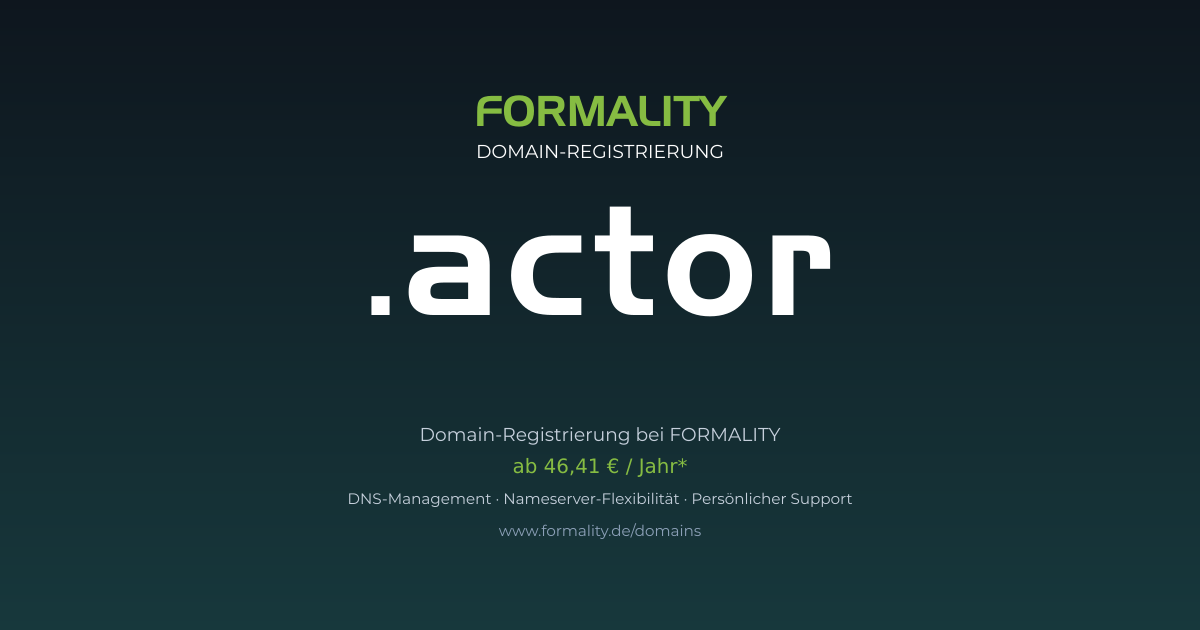.actor-Domain prüfen & registrieren ab 46,41 €/Jahr | FORMALITY
