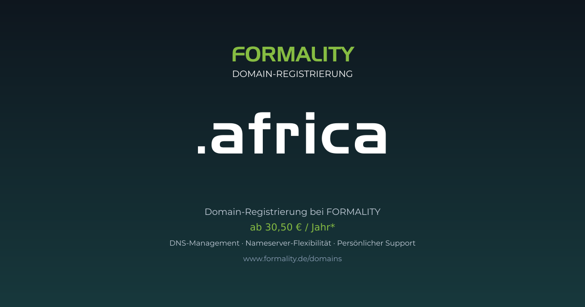 .africa-Domain prüfen & registrieren ab 30,50 €/Jahr | FORMALITY