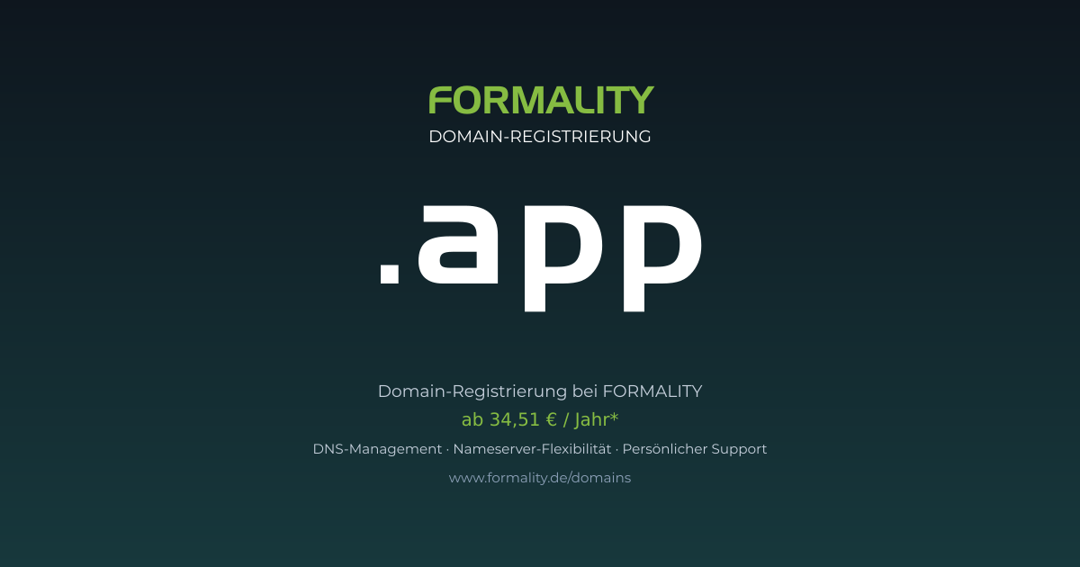 .app-Domain ab 34,51 € pro Jahr registrieren