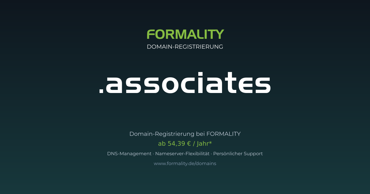 .associates-Domain ab 54,39 € pro Jahr registrieren