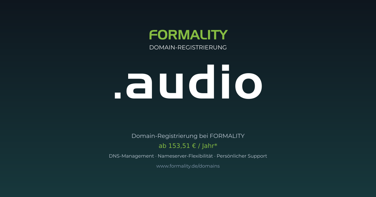 .audio-Domain prüfen & registrieren ab 153,51 €/Jahr | FORMALITY