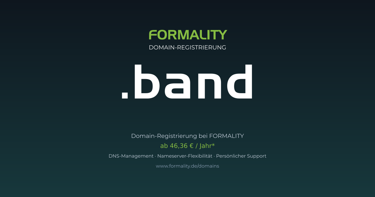 .band-Domain prüfen & registrieren ab 46,36 €/Jahr | FORMALITY