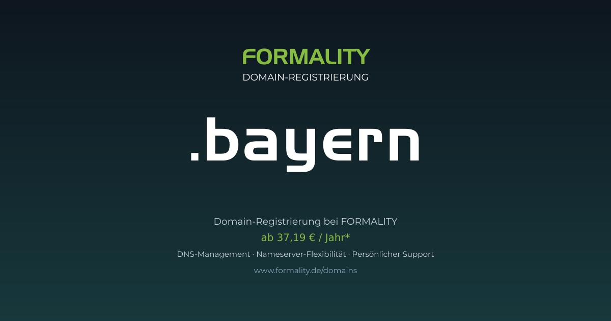 .bayern-Domain prüfen & registrieren ab 37,19 €/Jahr | FORMALITY
