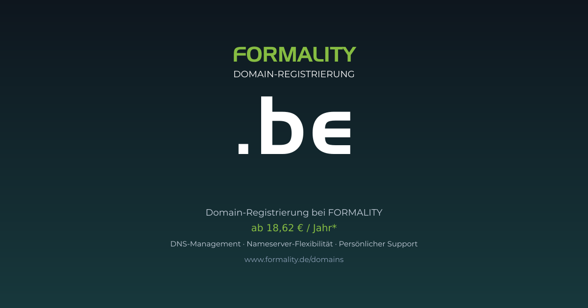 .be-Domain prüfen & registrieren ab 18,62 €/Jahr | FORMALITY