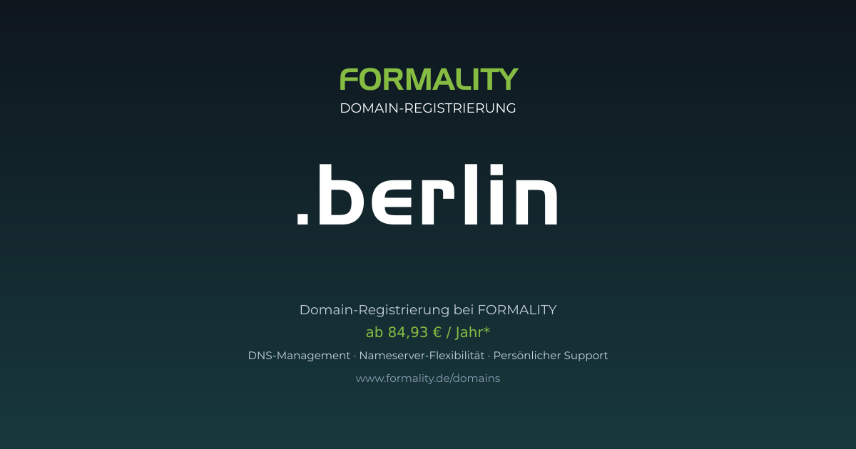 .berlin-Domain prüfen & registrieren ab 84,93 €/Jahr | FORMALITY