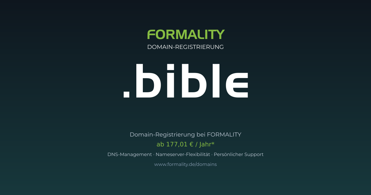 .bible-Domain ab 177,01 € pro Jahr registrieren