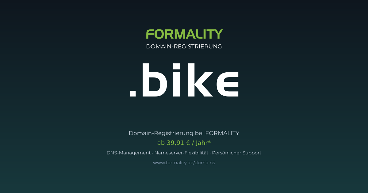 .bike-Domain ab 39,91 € pro Jahr registrieren