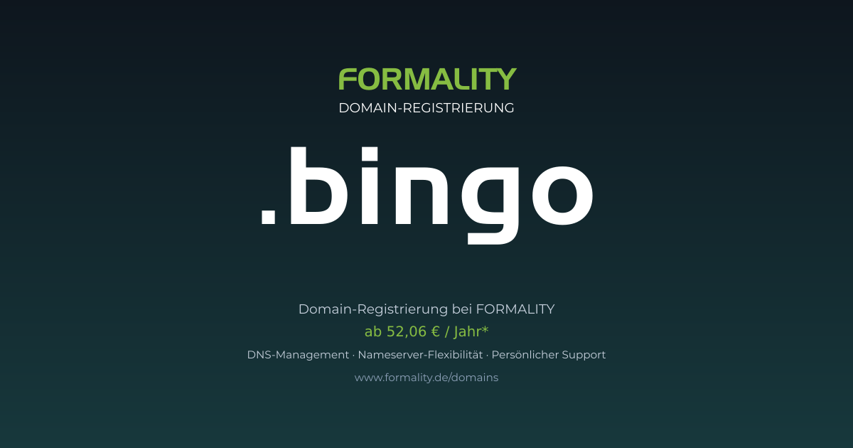 .bingo-Domain ab 52,06 € pro Jahr registrieren