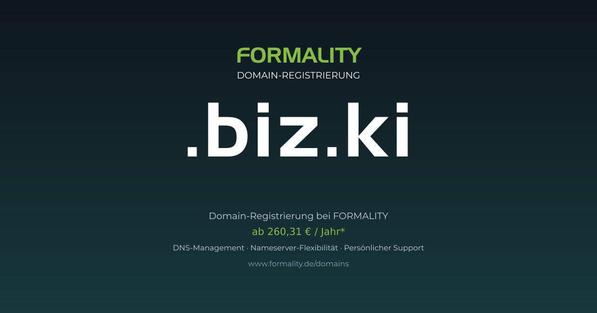 .biz.ki-Domain ab 260,31 € pro Jahr registrieren