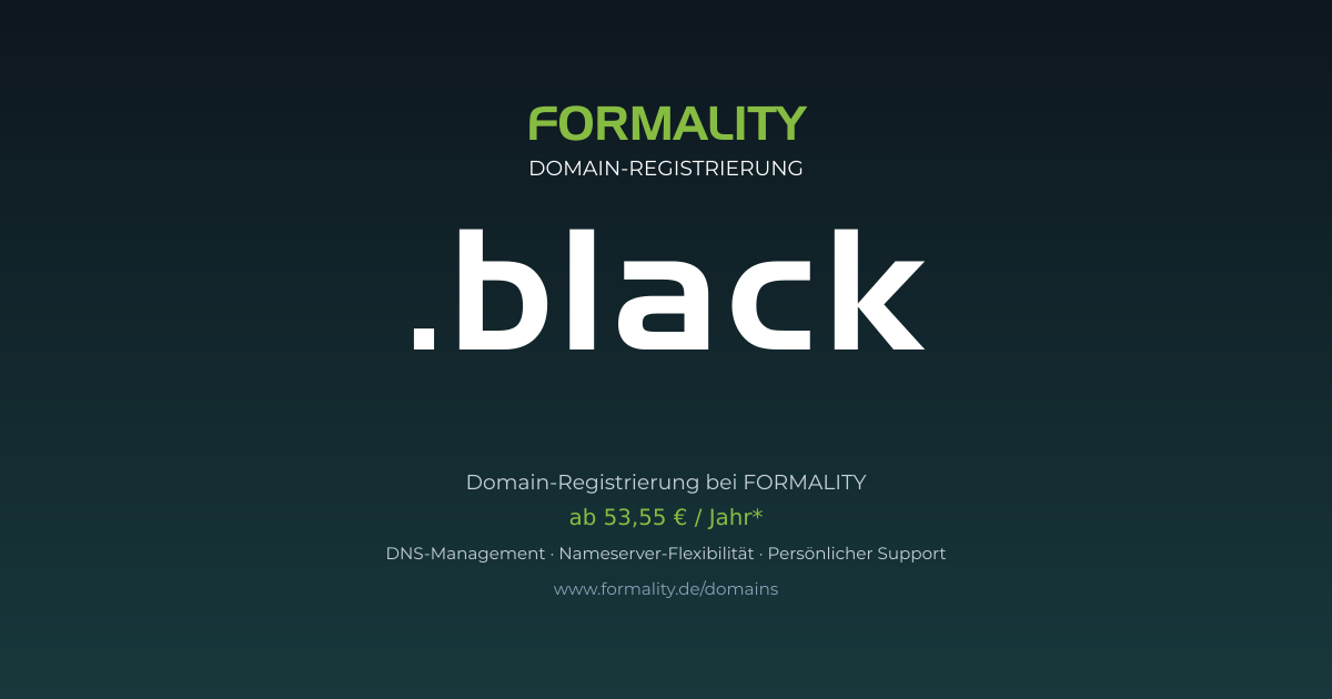 .black-Domain prüfen & registrieren ab 53,55 €/Jahr | FORMALITY