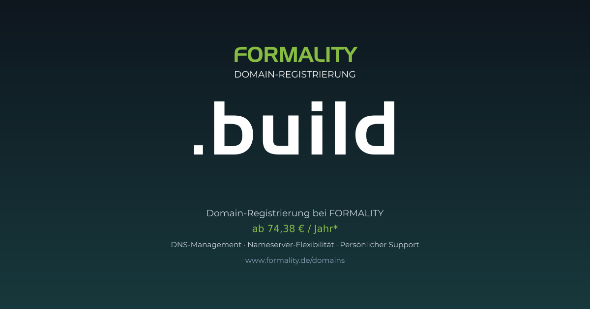 .build-Domain prüfen & registrieren ab 74,38 €/Jahr | FORMALITY