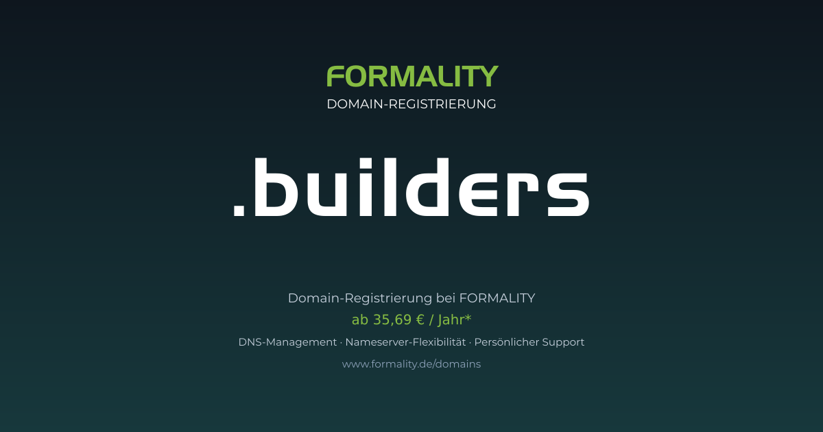 .builders-Domain ab 35,69 € pro Jahr registrieren