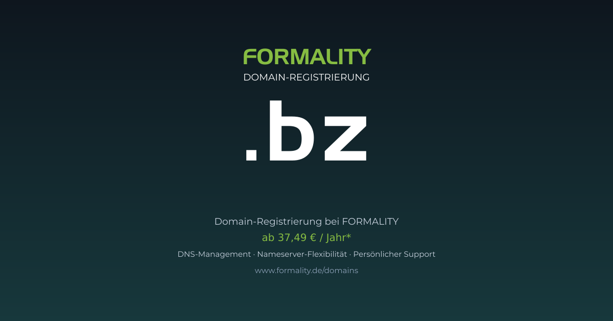 .bz-Domain prüfen & registrieren ab 37,49 €/Jahr | FORMALITY
