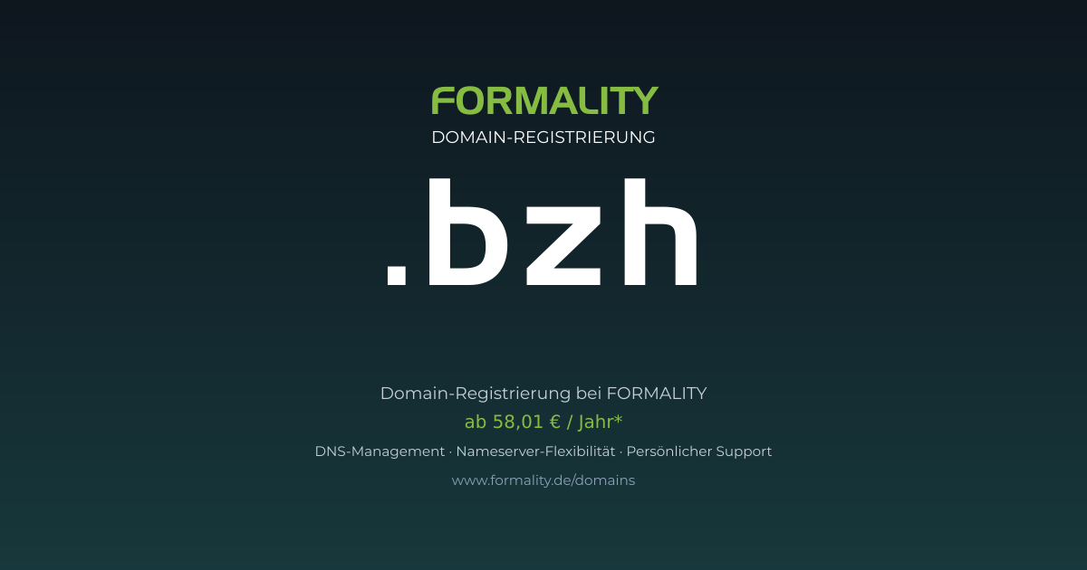.bzh-Domain prüfen & registrieren ab 58,01 €/Jahr | FORMALITY