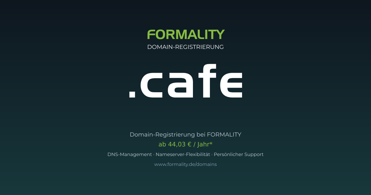 .cafe-Domain ab 44,03 € pro Jahr registrieren
