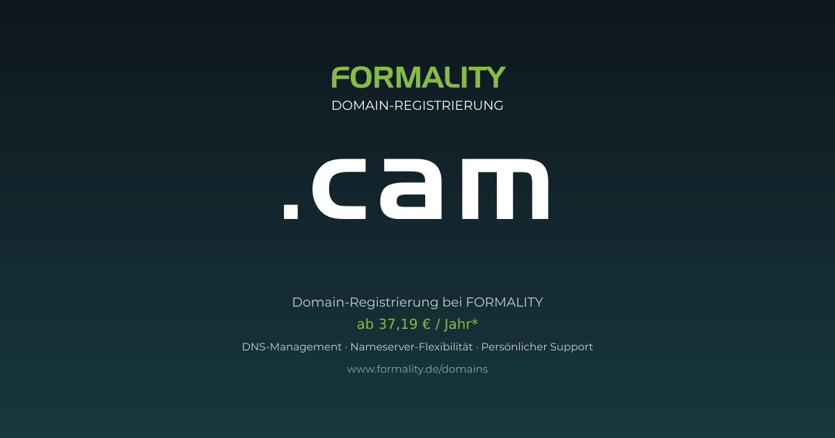 .cam-Domain ab 37,19 € pro Jahr registrieren