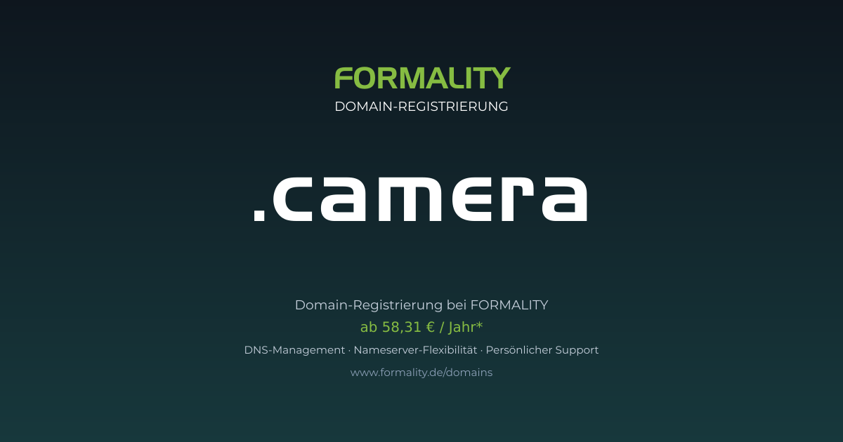 .camera-Domain ab 58,31 € pro Jahr registrieren