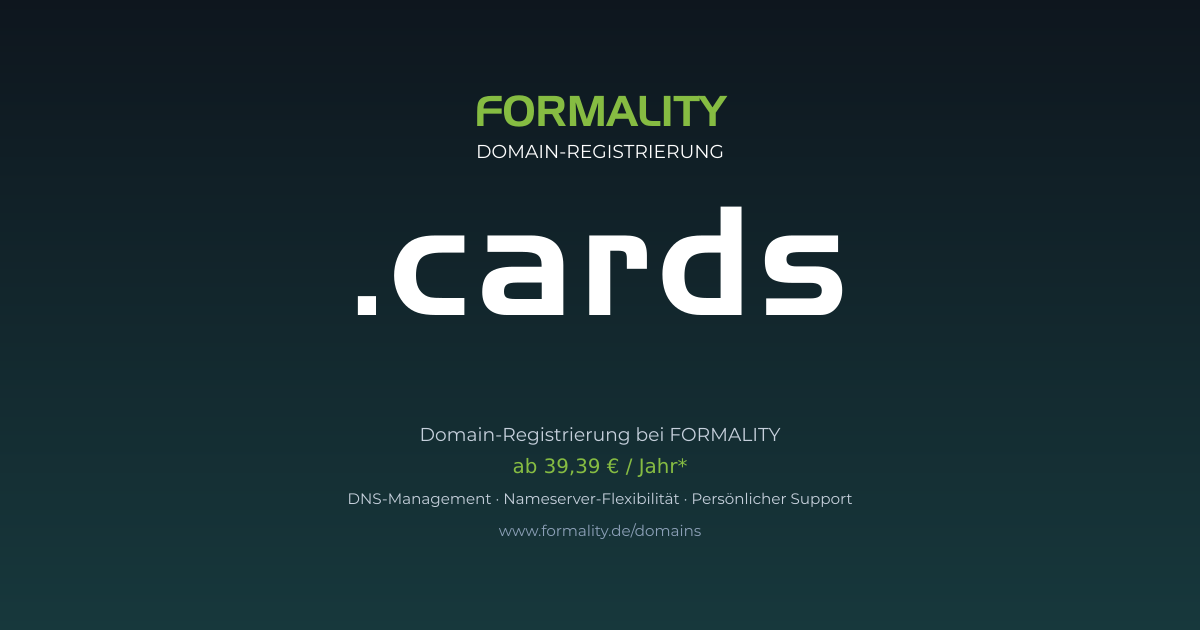 .cards-Domain prüfen & registrieren ab 39,39 €/Jahr | FORMALITY