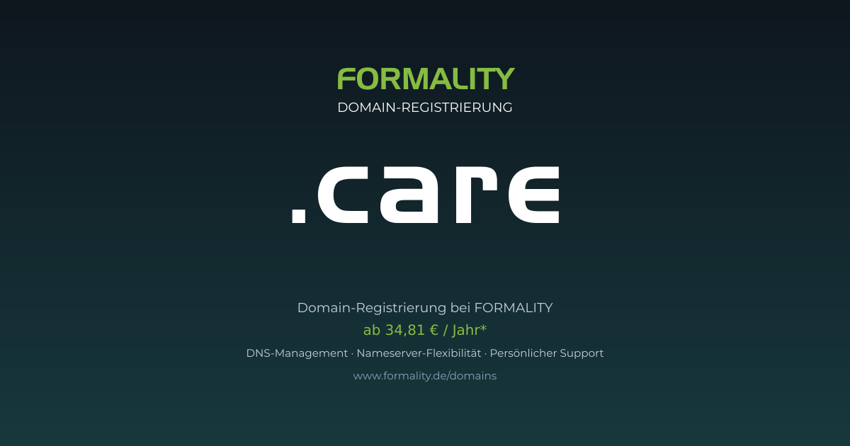 .care-Domain ab 34,81 € pro Jahr registrieren