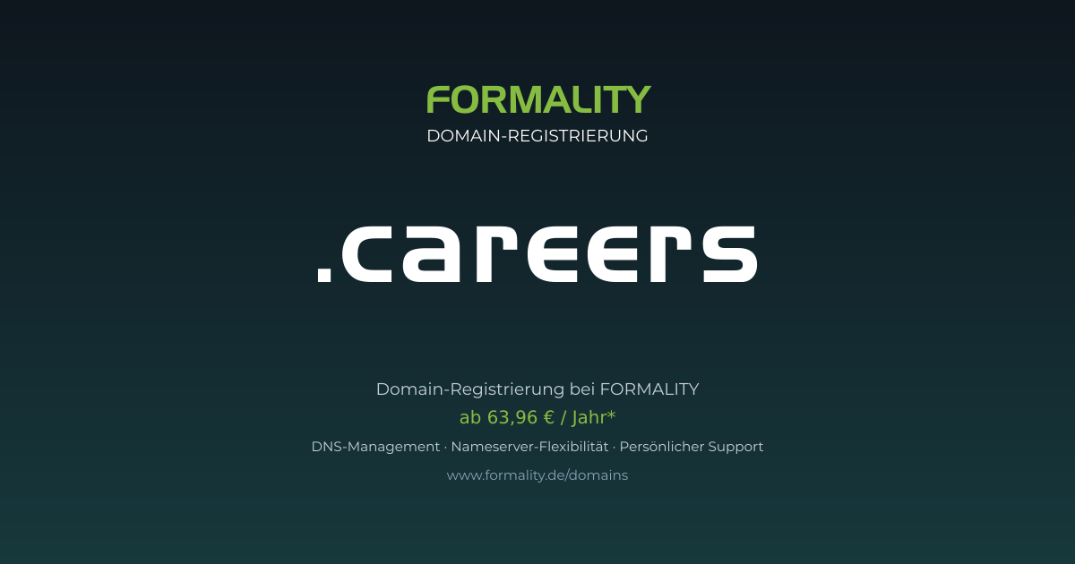 .careers-Domain prüfen & registrieren ab 63,96 €/Jahr | FORMALITY