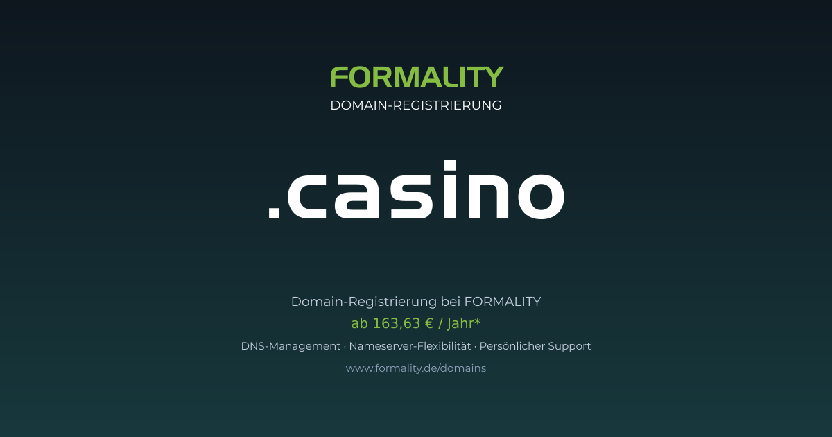 .casino-Domain prüfen & registrieren ab 163,63 €/Jahr | FORMALITY