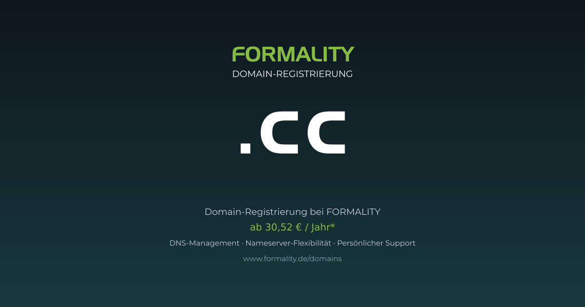 .cc-Domain prüfen & registrieren ab 30,52 €/Jahr | FORMALITY