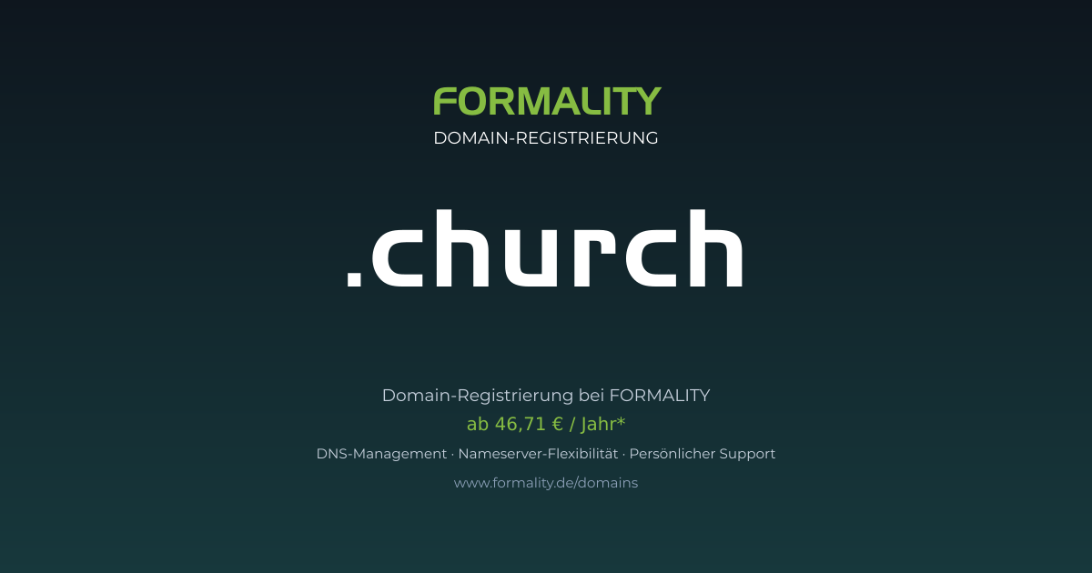 .church-Domain prüfen & registrieren ab 46,71 €/Jahr | FORMALITY