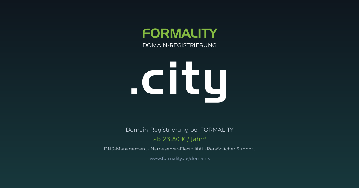 .city-Domain ab 23,80 € pro Jahr registrieren