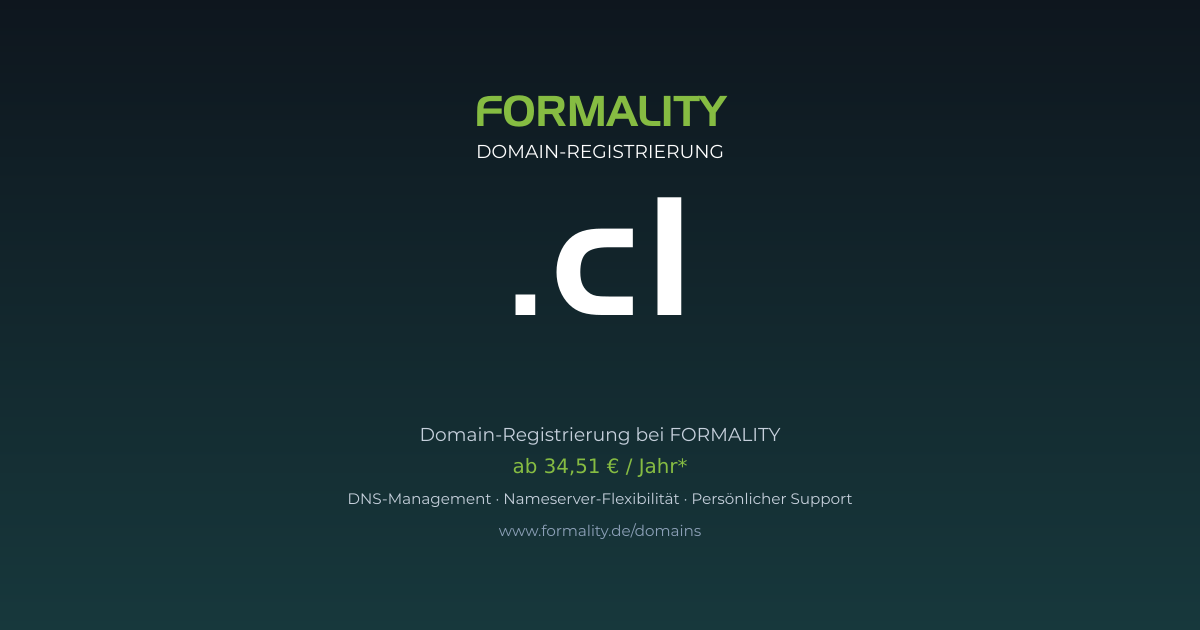 .cl-Domain prüfen & registrieren ab 34,51 €/Jahr | FORMALITY