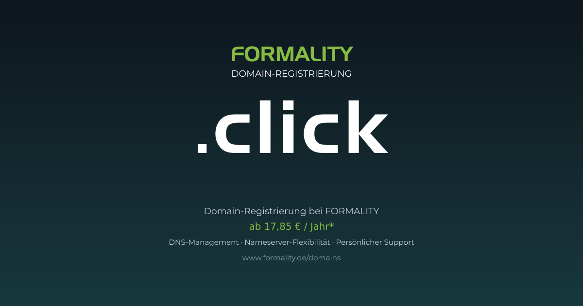 .click-Domain prüfen & registrieren ab 17,85 €/Jahr | FORMALITY