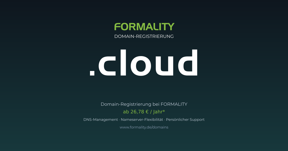 .cloud-Domain prüfen & registrieren ab 26,78 €/Jahr | FORMALITY