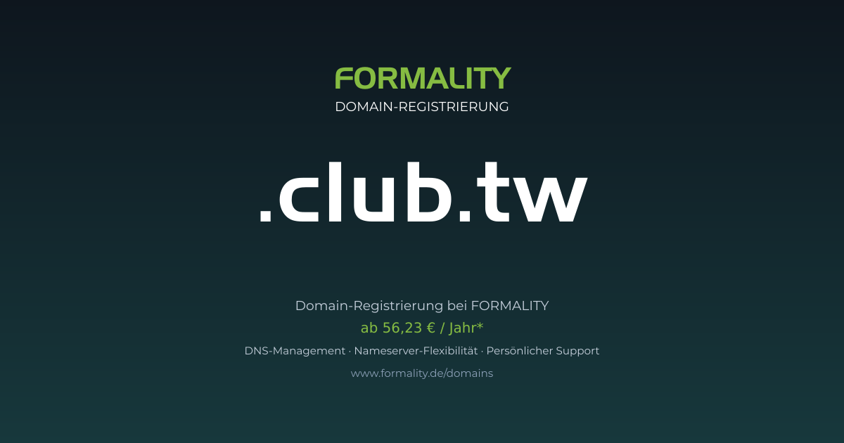 .club.tw-Domain ab 56,23 € pro Jahr registrieren