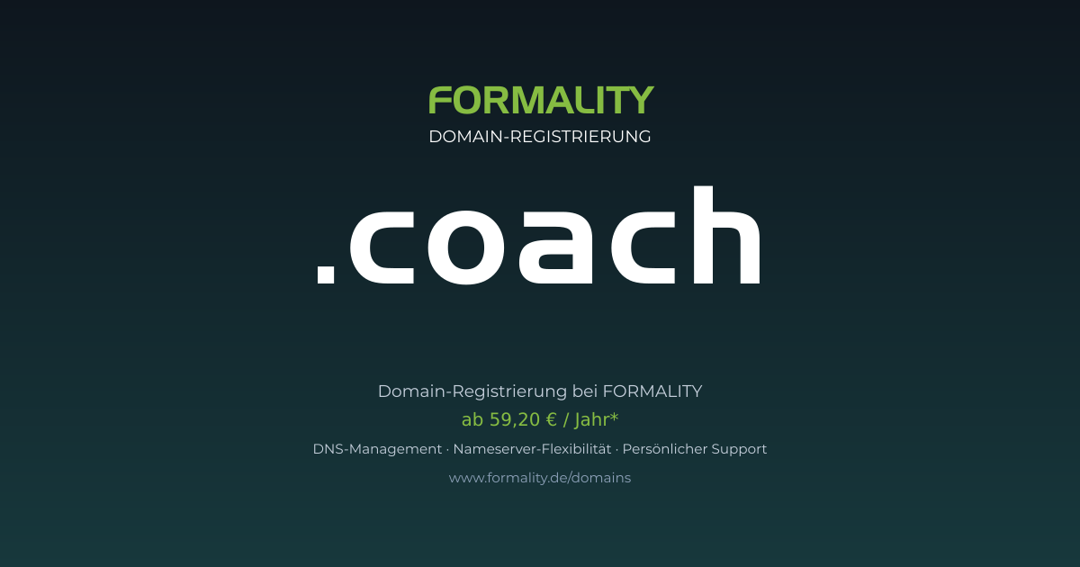 .coach-Domain ab 59,20 € pro Jahr registrieren