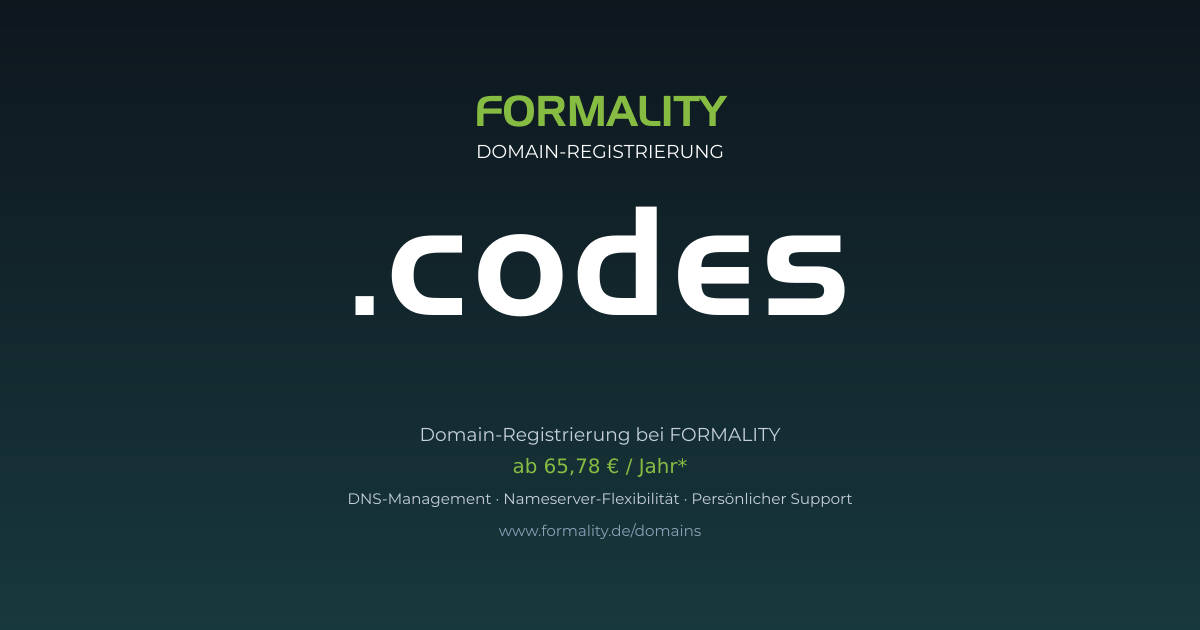 .codes-Domain ab 65,78 € pro Jahr registrieren