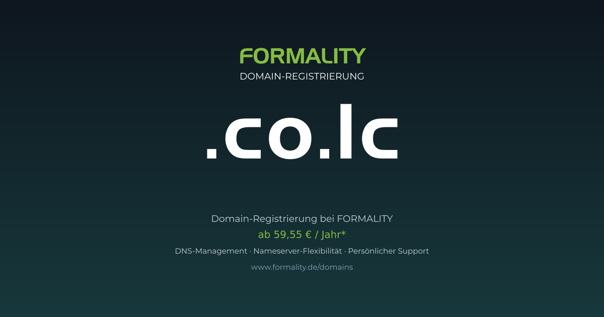 .co.lc-Domain prüfen & registrieren ab 59,55 €/Jahr | FORMALITY