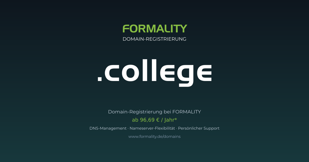 .college-Domain prüfen & registrieren ab 96,69 €/Jahr | FORMALITY