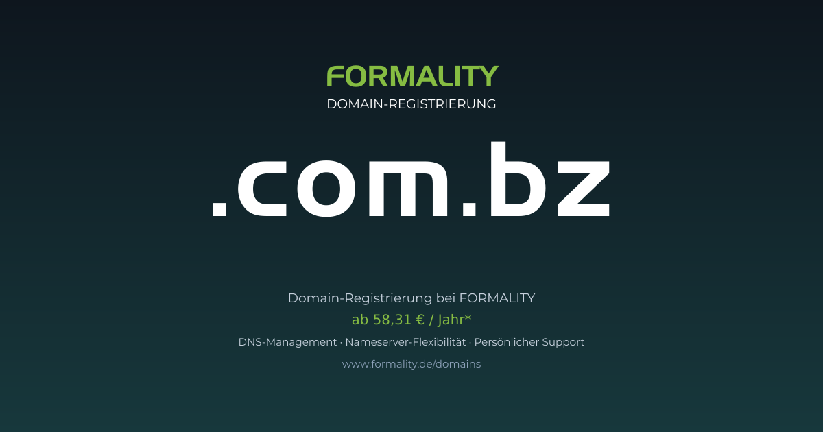.com.bz-Domain ab 58,31 € pro Jahr registrieren
