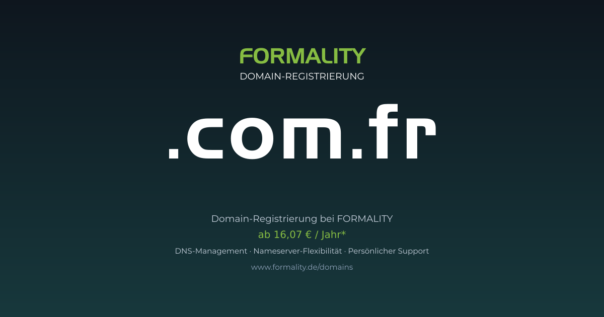 .com.fr-Domain ab 16,07 € pro Jahr registrieren