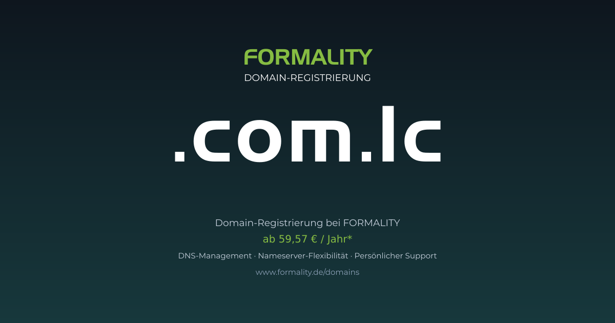 .com.lc-Domain prüfen & registrieren ab 59,57 €/Jahr | FORMALITY