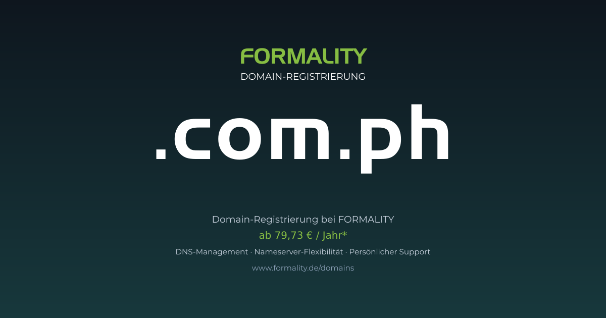 .com.ph-Domain prüfen & registrieren ab 79,73 €/Jahr | FORMALITY