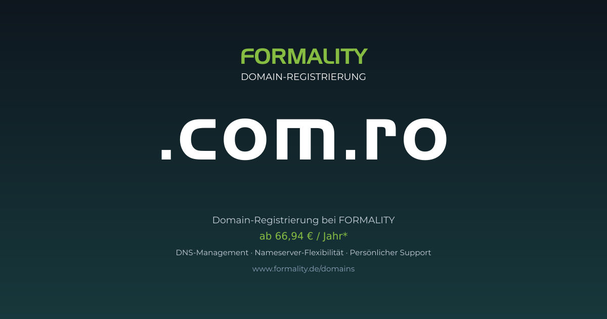 .com.ro-Domain prüfen & registrieren ab 66,94 €/Jahr | FORMALITY