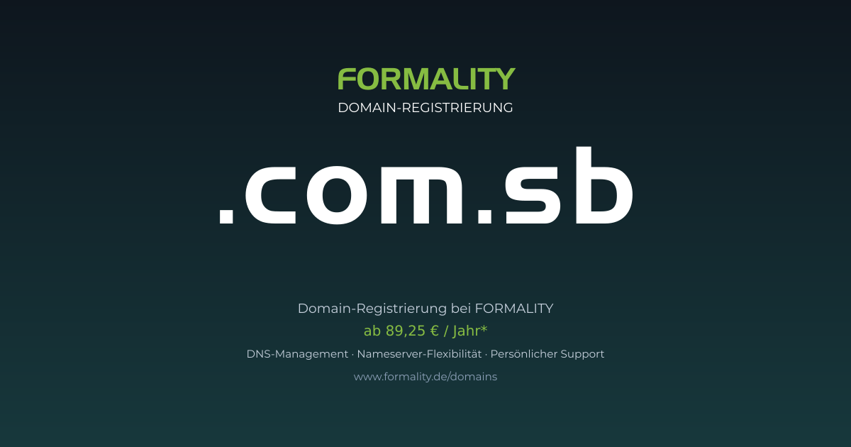 .com.sb-Domain ab 89,25 € pro Jahr registrieren