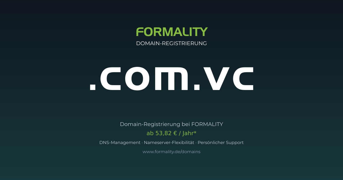 .com.vc-Domain prüfen & registrieren ab 53,82 €/Jahr | FORMALITY