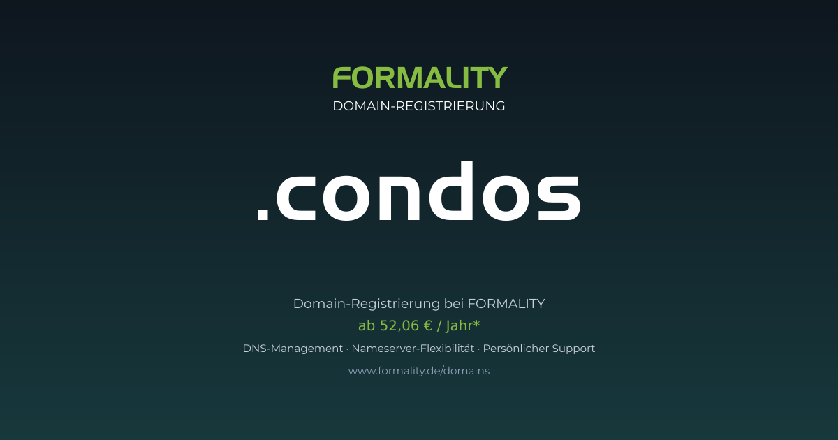 .condos-Domain ab 52,06 € pro Jahr registrieren