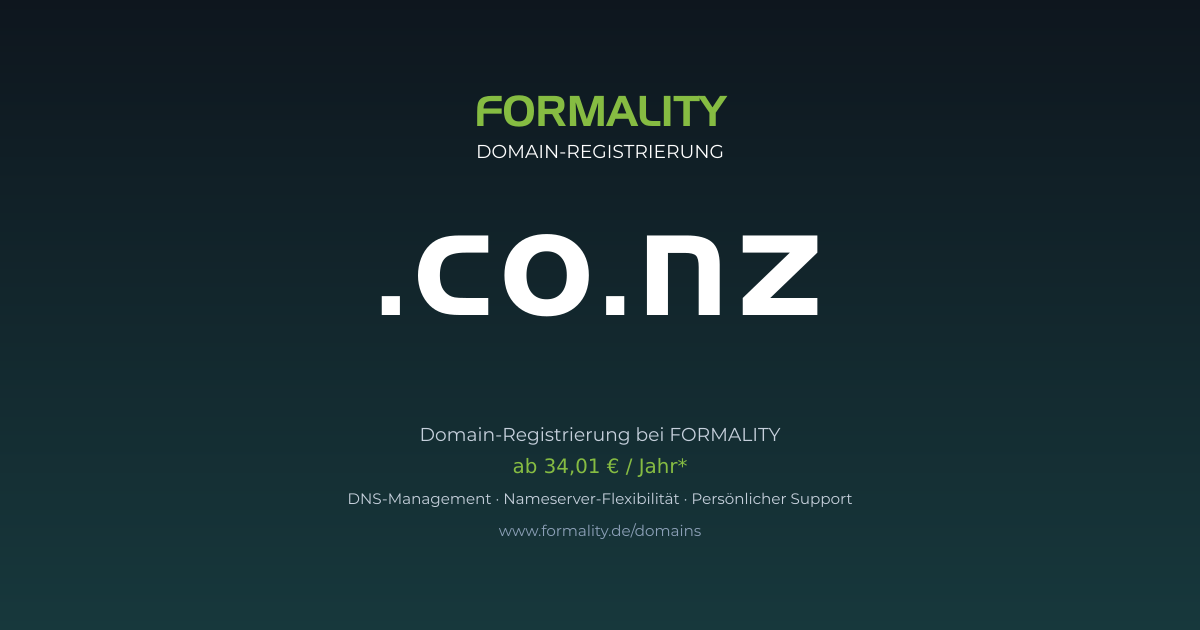 .co.nz-Domain ab 34,01 € pro Jahr registrieren