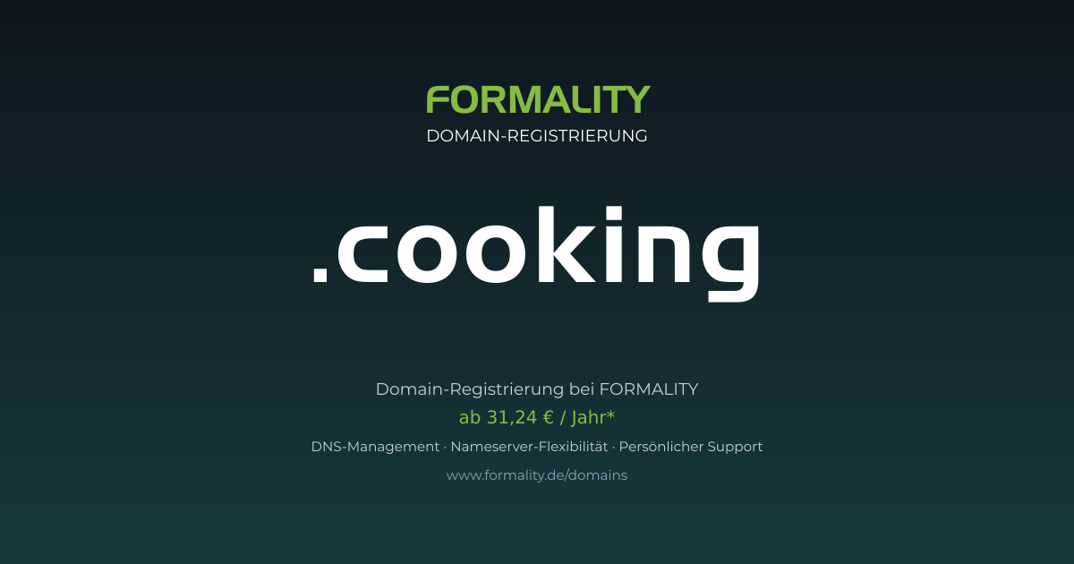 .cooking-Domain prüfen & registrieren ab 31,24 €/Jahr | FORMALITY