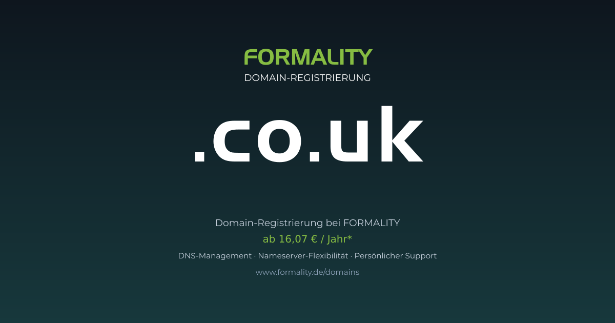 .co.uk-Domain prüfen & registrieren ab 16,07 €/Jahr | FORMALITY